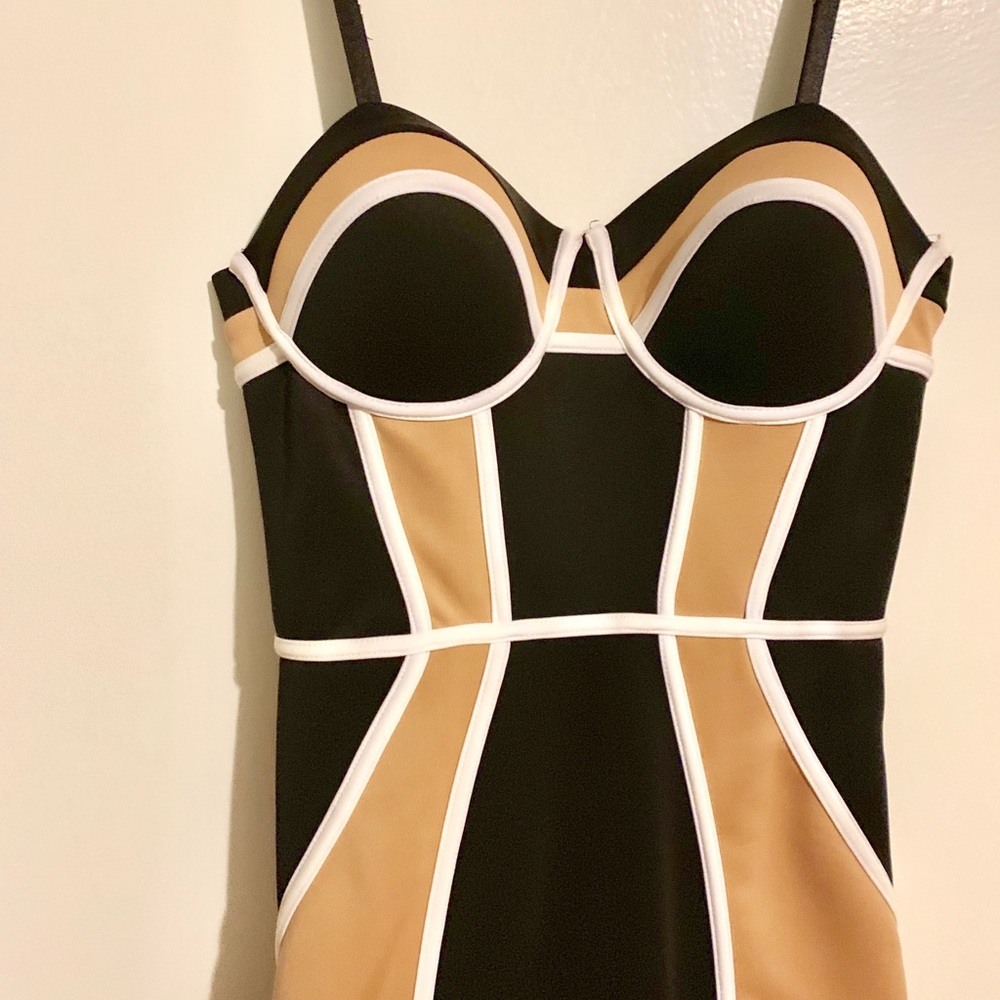 Mid length body con cocktail dress